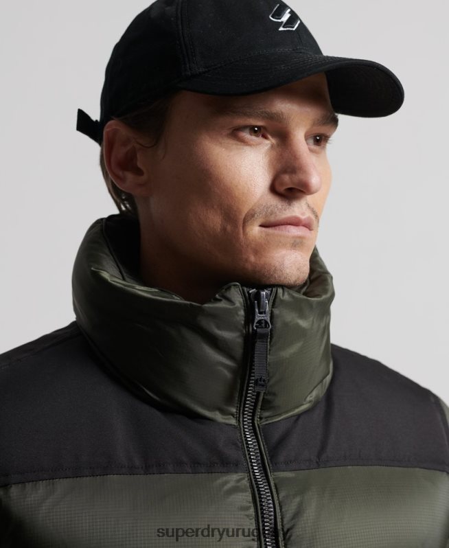uy Superdry hombres abrigo acolchado con plumas largas caqui DT2N8Z4556 ropa