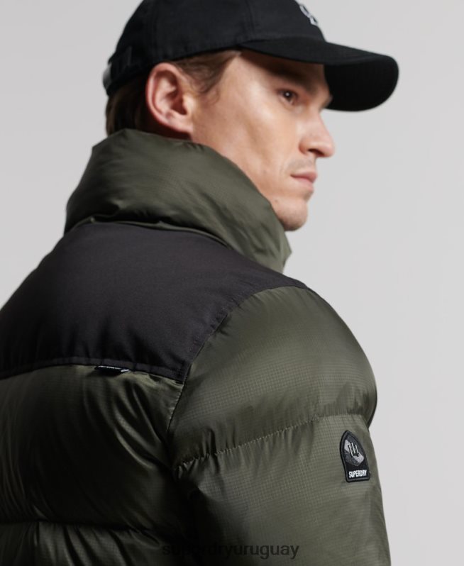 uy Superdry hombres abrigo acolchado con plumas largas caqui DT2N8Z4556 ropa