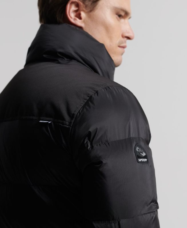 uy Superdry hombres abrigo acolchado con plumas largas negro DT2N8Z4652 ropa