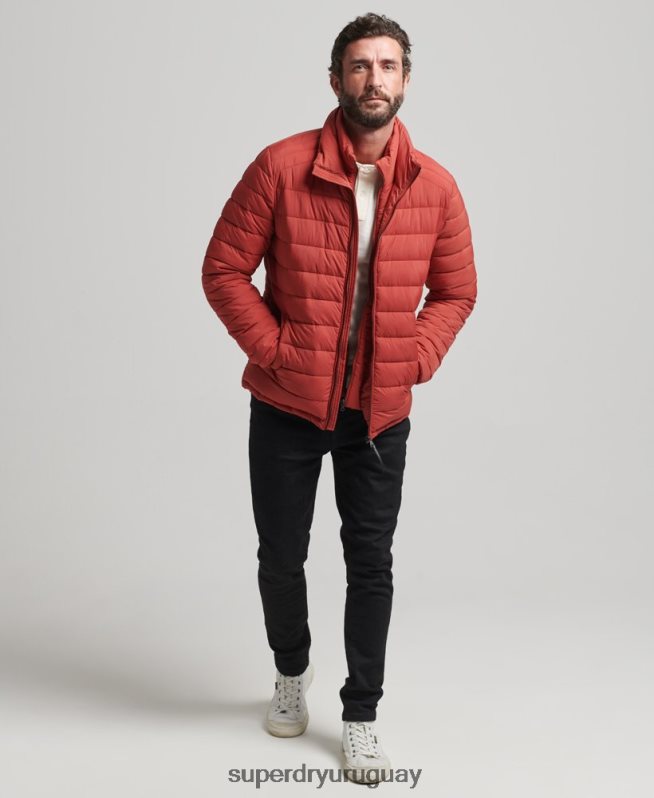 uy Superdry hombres abrigo acolchado corto y ligero marrón DT2N8Z959 ropa