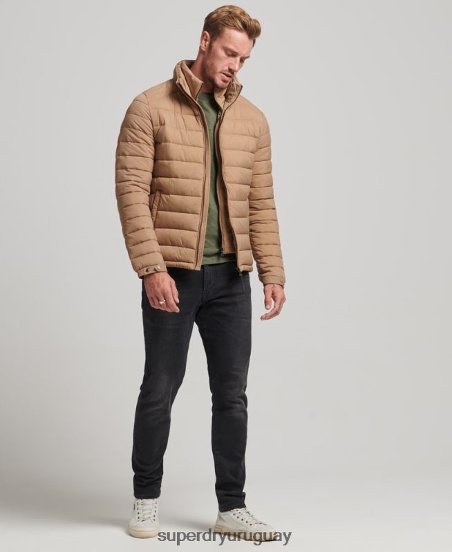uy Superdry hombres abrigo acolchado corto y ligero marrón DT2N8Z975 ropa
