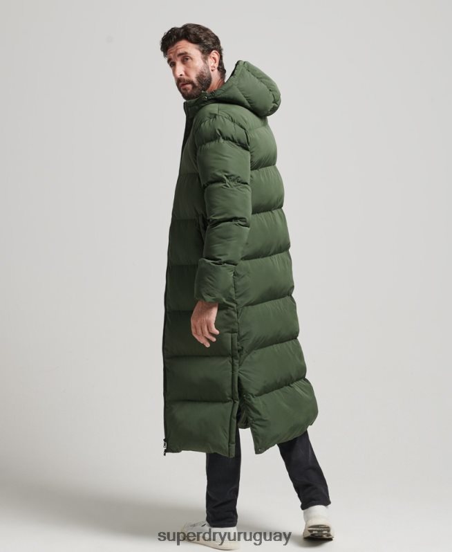 uy Superdry hombres abrigo acolchado extralargo verde DT2N8Z1028 ropa