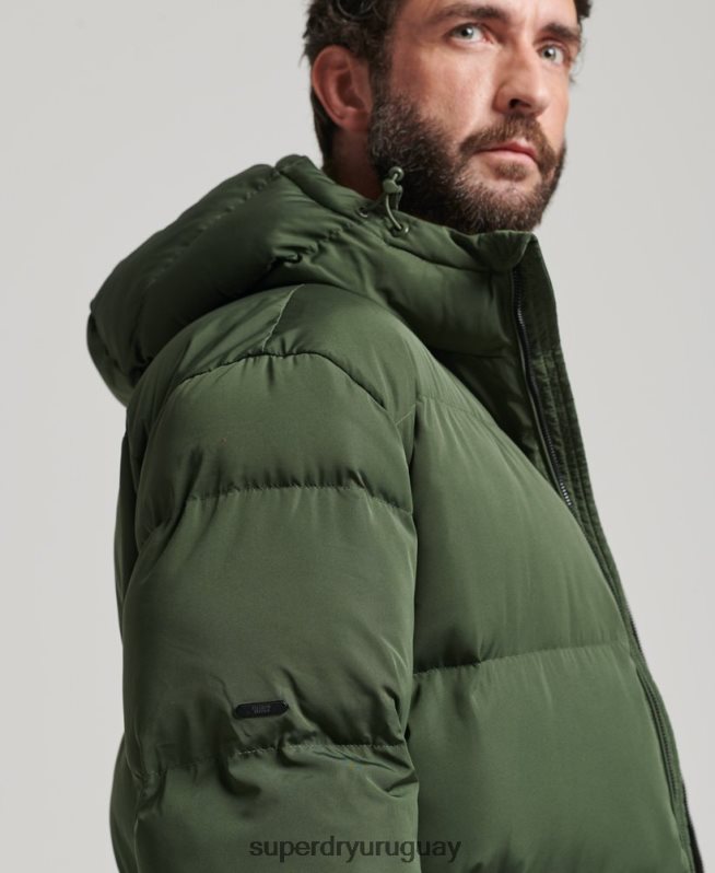 uy Superdry hombres abrigo acolchado extralargo verde DT2N8Z1028 ropa