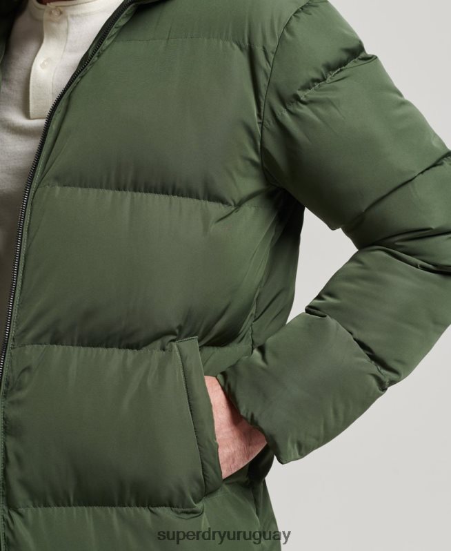 uy Superdry hombres abrigo acolchado extralargo verde DT2N8Z1028 ropa