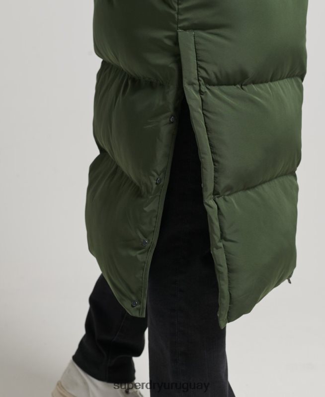 uy Superdry hombres abrigo acolchado extralargo verde DT2N8Z1028 ropa
