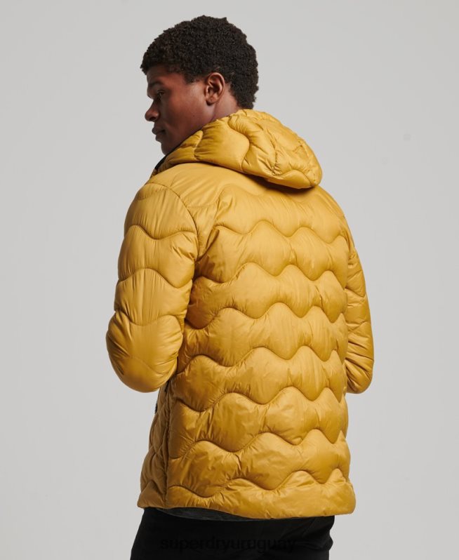 uy Superdry hombres abrigo acolchado ligero con capucha amarillo DT2N8Z1003 ropa