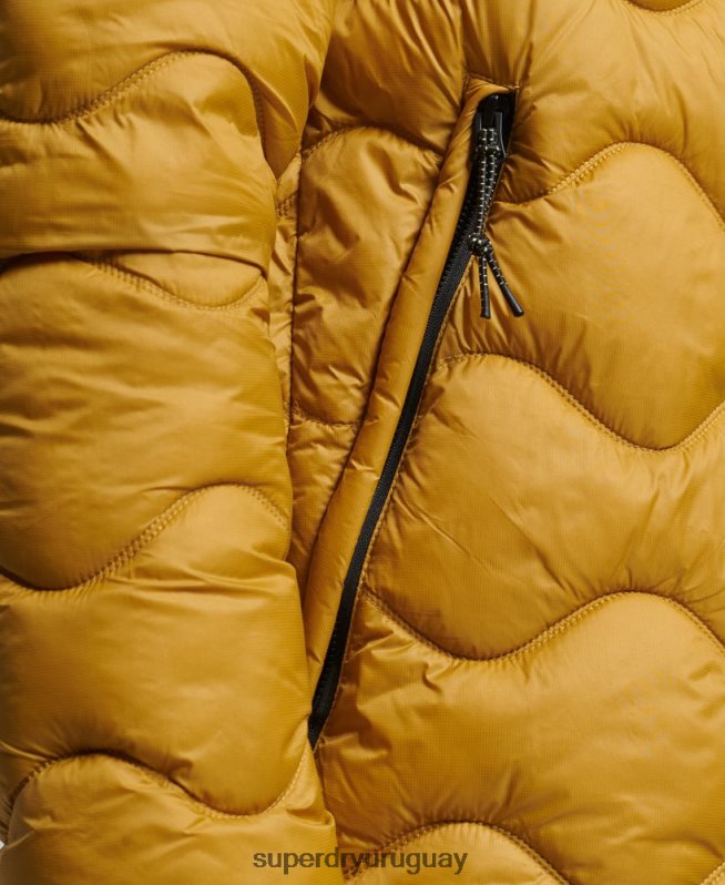 uy Superdry hombres abrigo acolchado ligero con capucha amarillo DT2N8Z1003 ropa