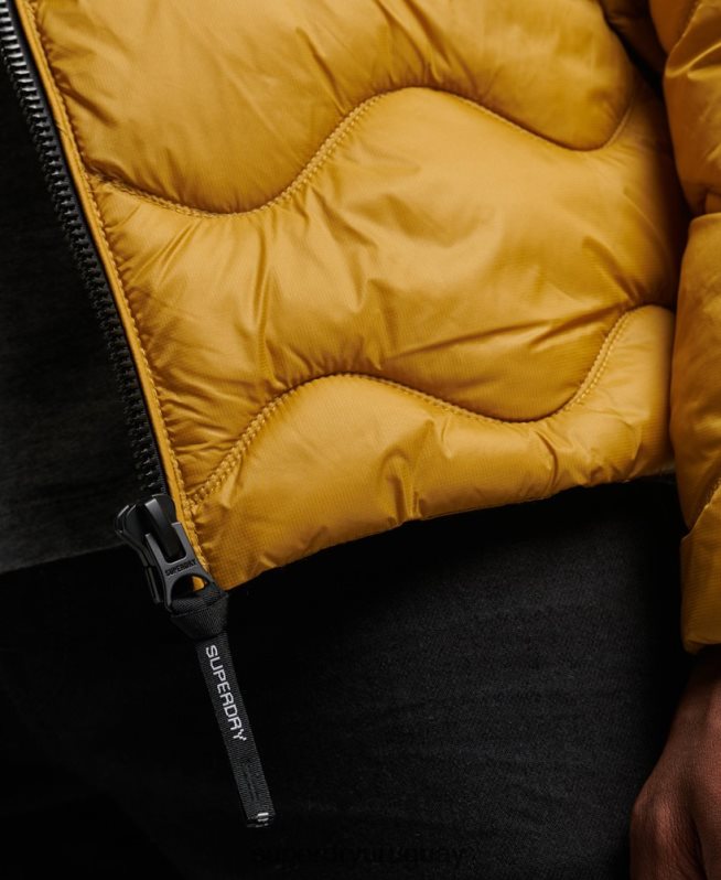 uy Superdry hombres abrigo acolchado ligero con capucha amarillo DT2N8Z1003 ropa