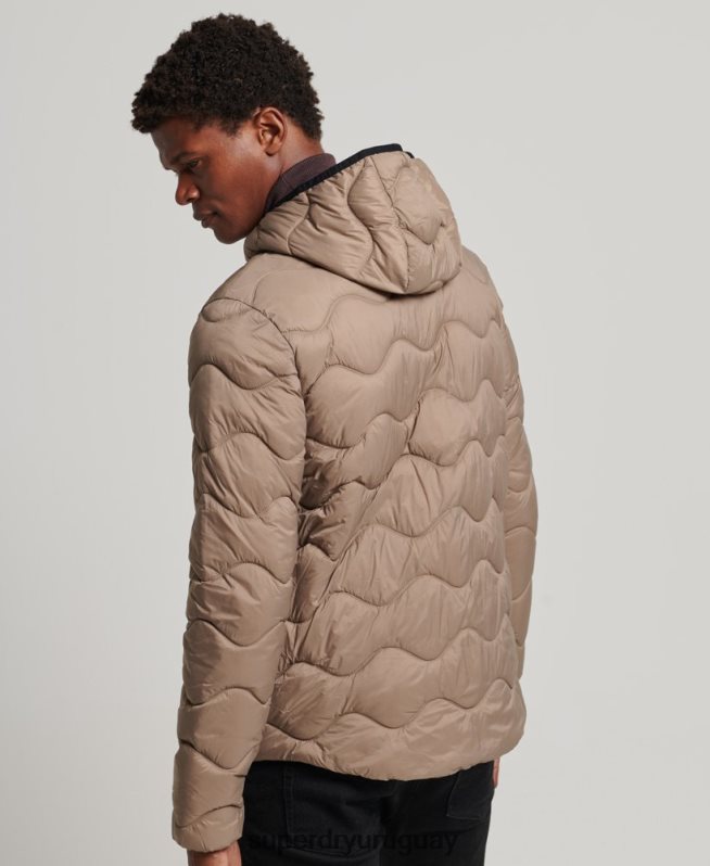 uy Superdry hombres abrigo acolchado ligero con capucha marrón DT2N8Z1002 ropa