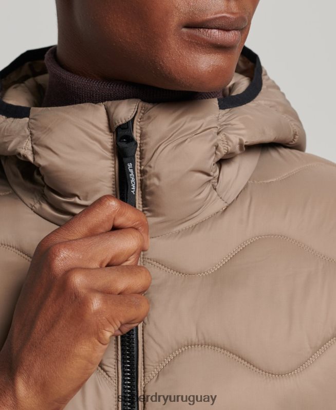 uy Superdry hombres abrigo acolchado ligero con capucha marrón DT2N8Z1002 ropa