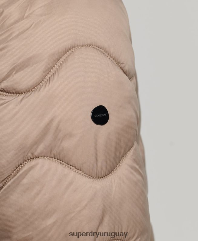 uy Superdry hombres abrigo acolchado ligero con capucha marrón DT2N8Z1002 ropa