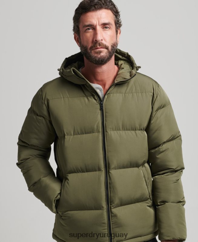 uy Superdry hombres abrigo corto acolchado caqui DT2N8Z989 ropa