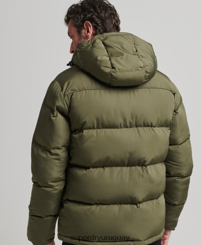 uy Superdry hombres abrigo corto acolchado caqui DT2N8Z989 ropa