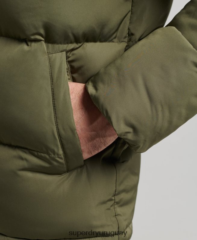 uy Superdry hombres abrigo corto acolchado caqui DT2N8Z989 ropa