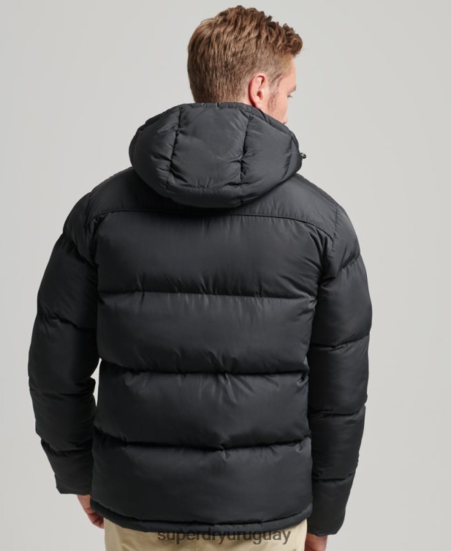 uy Superdry hombres abrigo corto acolchado negro DT2N8Z1056 ropa