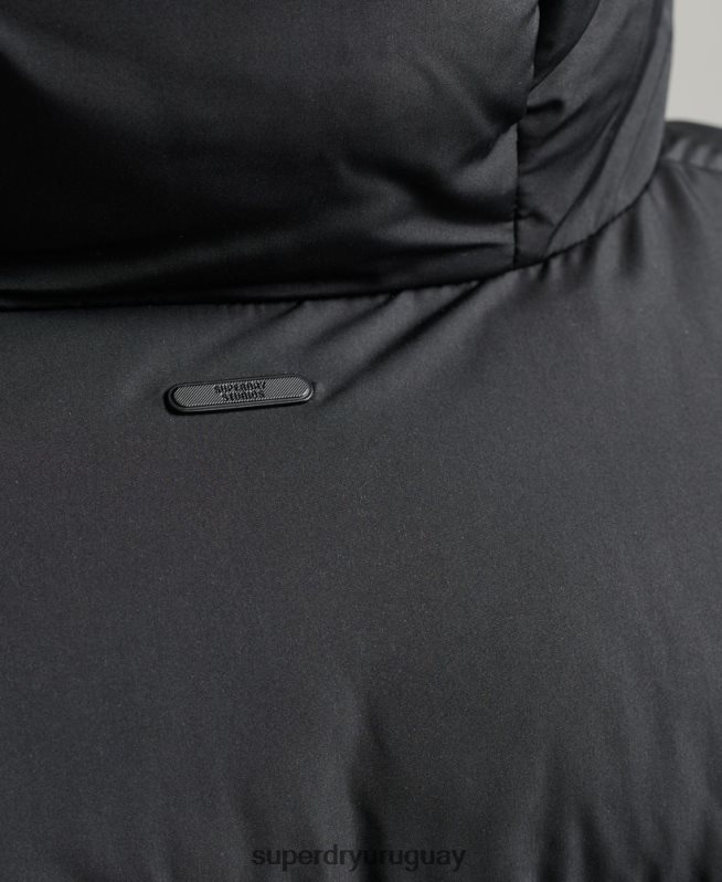 uy Superdry hombres abrigo corto acolchado negro DT2N8Z1056 ropa