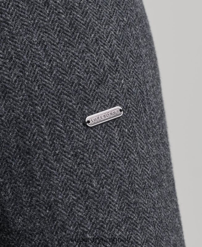 uy Superdry hombres abrigo corto de lana con forro removible gris oscuro DT2N8Z1136 ropa