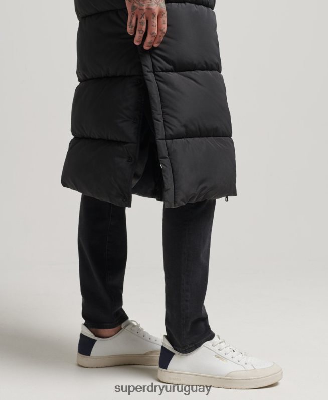uy Superdry hombres abrigo de edredón super studios negro DT2N8Z1012 ropa