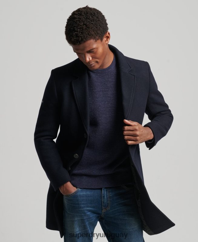 uy Superdry hombres abrigo de lana con forro removible Armada DT2N8Z1023 ropa