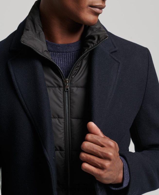 uy Superdry hombres abrigo de lana con forro removible Armada DT2N8Z1023 ropa