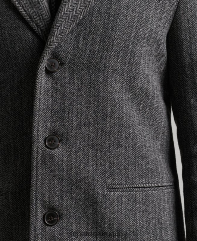 uy Superdry hombres abrigo de lana con forro removible gris oscuro DT2N8Z1072 ropa