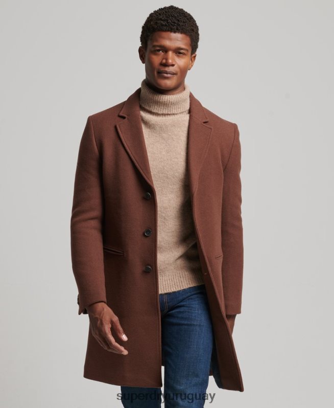 uy Superdry hombres abrigo de lana con forro removible marrón DT2N8Z972 ropa