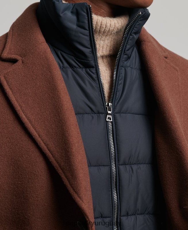 uy Superdry hombres abrigo de lana con forro removible marrón DT2N8Z972 ropa