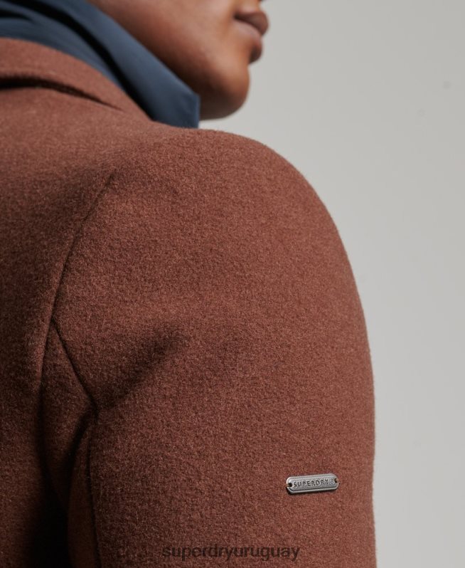 uy Superdry hombres abrigo de lana con forro removible marrón DT2N8Z972 ropa