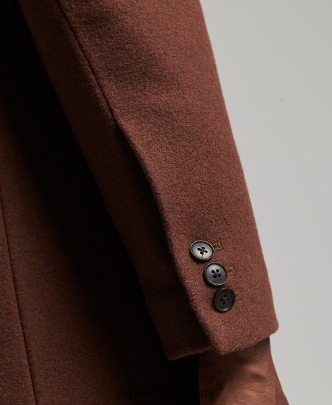 uy Superdry hombres abrigo de lana con forro removible marrón DT2N8Z972 ropa