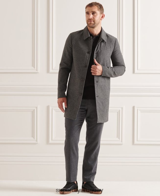 uy Superdry hombres abrigo estudios de lana ligera gris DT2N8Z4624 ropa