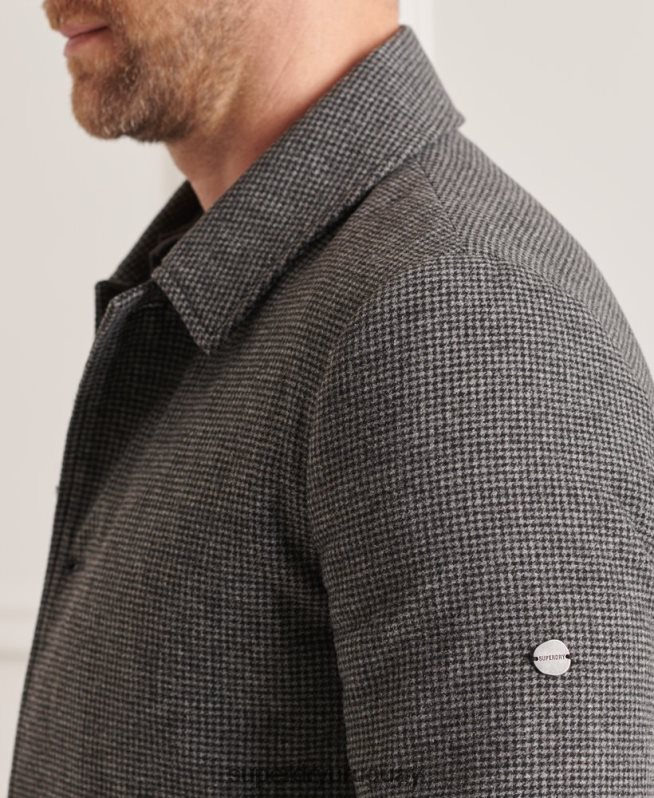 uy Superdry hombres abrigo estudios de lana ligera gris DT2N8Z4624 ropa