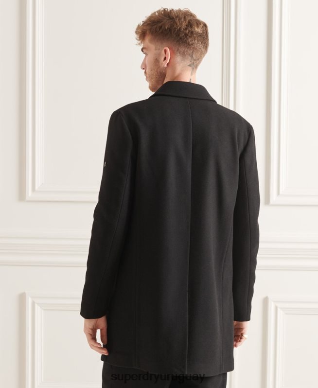 uy Superdry hombres abrigo estudios de lana negro DT2N8Z1150 ropa