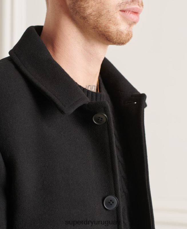 uy Superdry hombres abrigo estudios de lana negro DT2N8Z1150 ropa