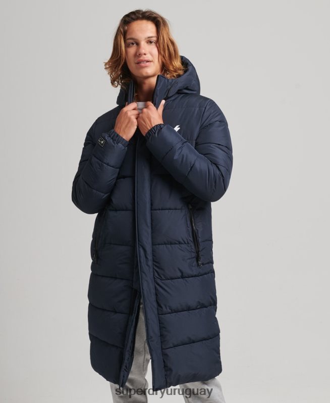 uy Superdry hombres abrigo largo con capucha y logo Armada DT2N8Z4520 ropa