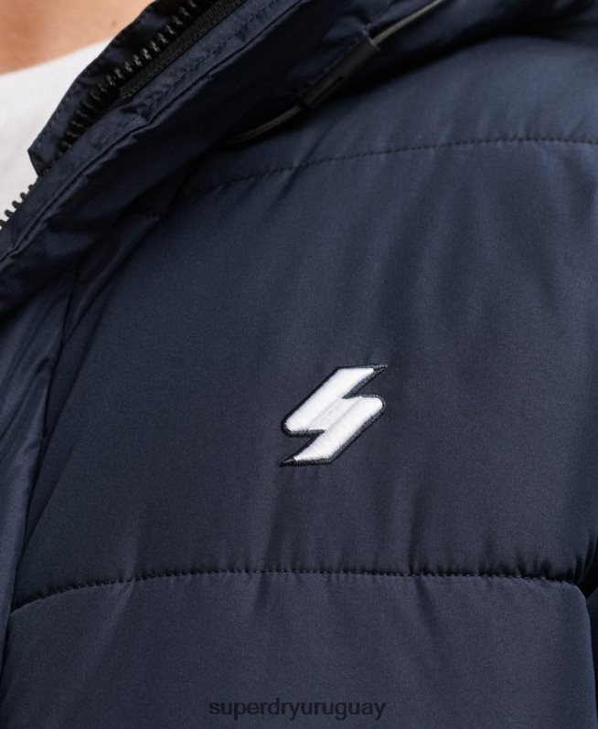 uy Superdry hombres abrigo largo con capucha y logo Armada DT2N8Z4520 ropa