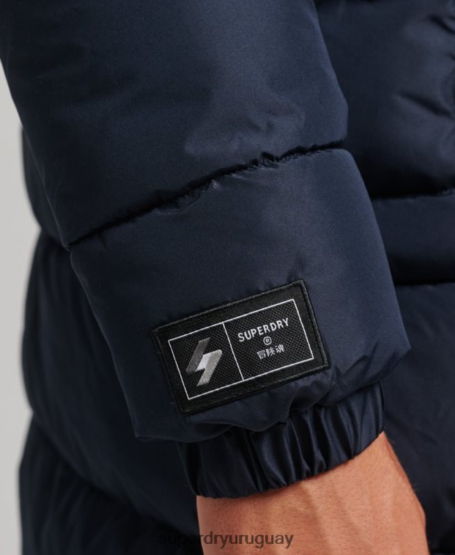 uy Superdry hombres abrigo largo con capucha y logo Armada DT2N8Z4520 ropa
