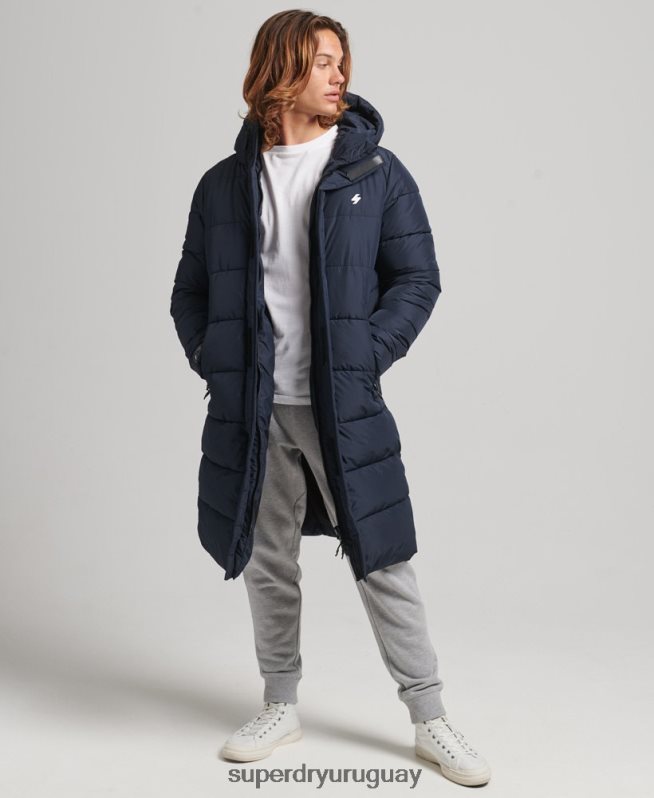 uy Superdry hombres abrigo largo con capucha y logo Armada DT2N8Z4520 ropa