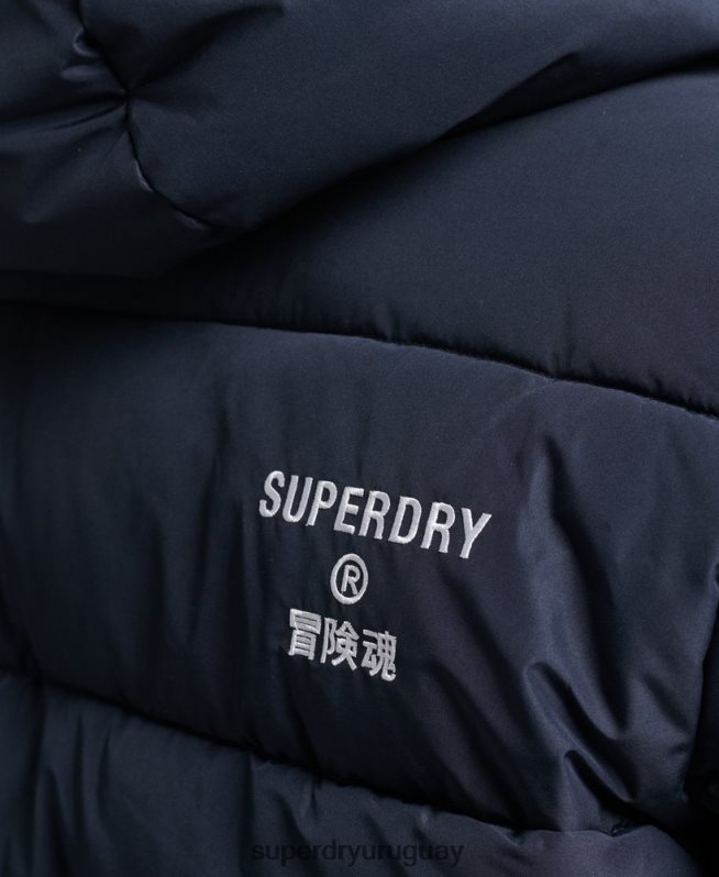 uy Superdry hombres abrigo largo con capucha y logo Armada DT2N8Z4520 ropa
