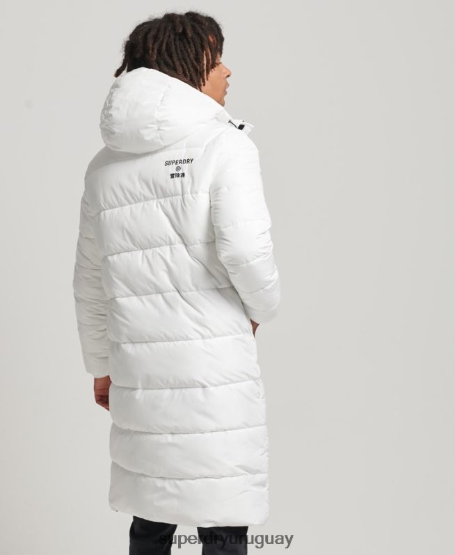 uy Superdry hombres abrigo largo con capucha y logo blanco DT2N8Z4522 ropa