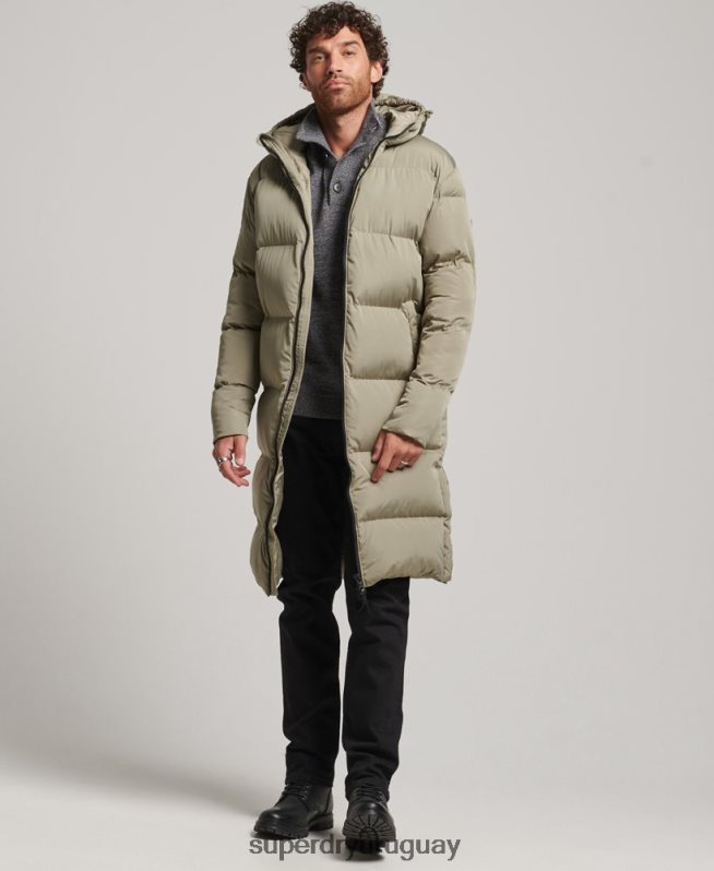 uy Superdry hombres abrigo largo de edredón caqui DT2N8Z1037 ropa