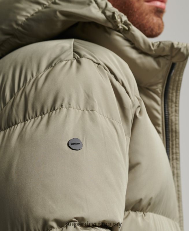 uy Superdry hombres abrigo largo de edredón caqui DT2N8Z1037 ropa