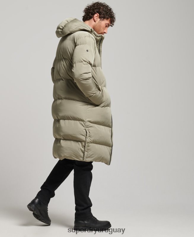 uy Superdry hombres abrigo largo de edredón caqui DT2N8Z1037 ropa