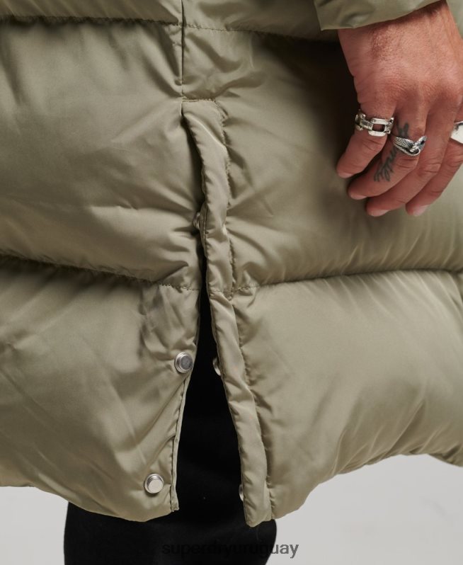 uy Superdry hombres abrigo largo de edredón caqui DT2N8Z1037 ropa