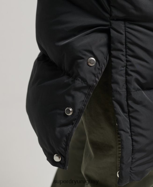 uy Superdry hombres abrigo largo de edredón negro DT2N8Z1123 ropa