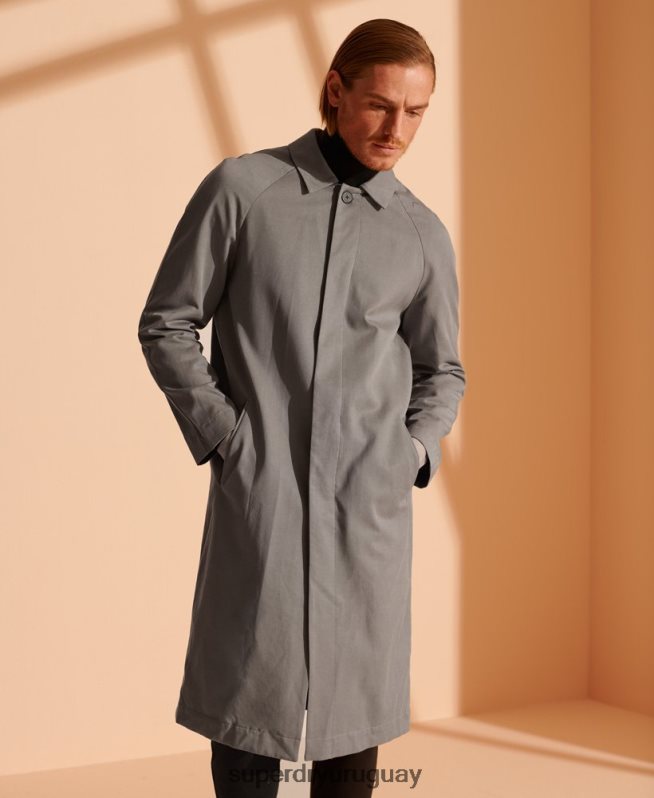 uy Superdry hombres abrigo mac clásico de edición limitada gris claro DT2N8Z1148 ropa