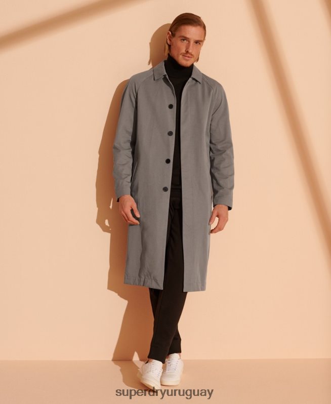 uy Superdry hombres abrigo mac clásico de edición limitada gris claro DT2N8Z1148 ropa