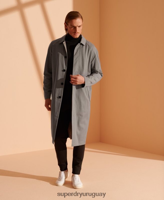 uy Superdry hombres abrigo mac clásico de edición limitada gris claro DT2N8Z1148 ropa