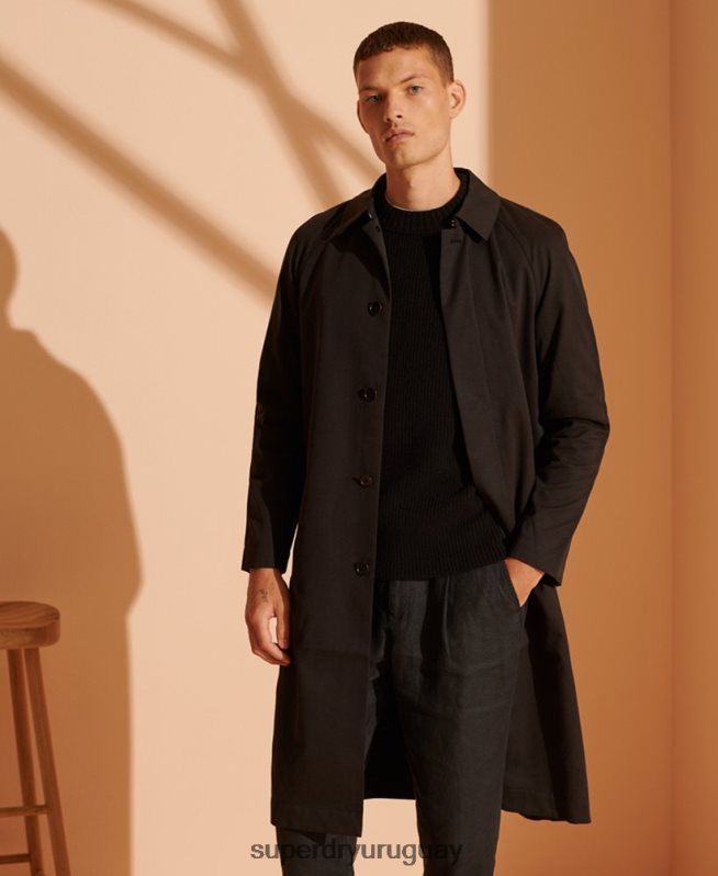 uy Superdry hombres abrigo mac clásico de edición limitada negro DT2N8Z1149 ropa