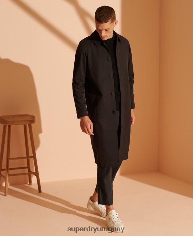 uy Superdry hombres abrigo mac clásico de edición limitada negro DT2N8Z1149 ropa