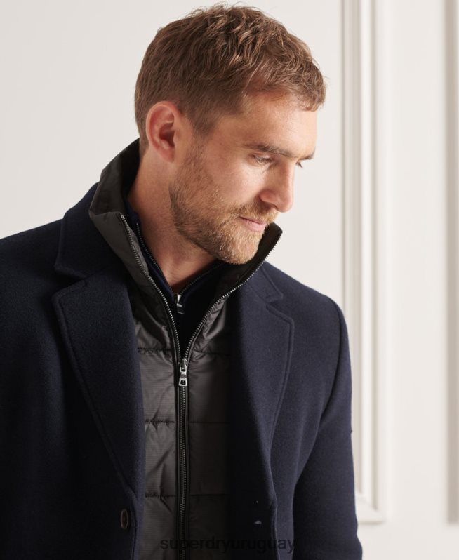 uy Superdry hombres abrigo studios acolchado de lana Armada DT2N8Z1166 ropa
